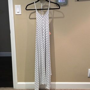 White and black stripped rip curl dress