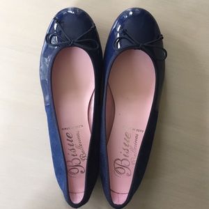 Navy patent & suede ballerina flats