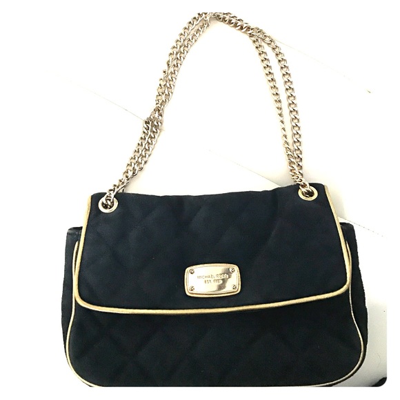 Black and gold suede Michael Kors shoulder purse