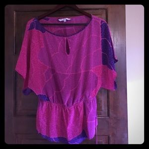 Trina Turk 100% Silk Waist Tie Top