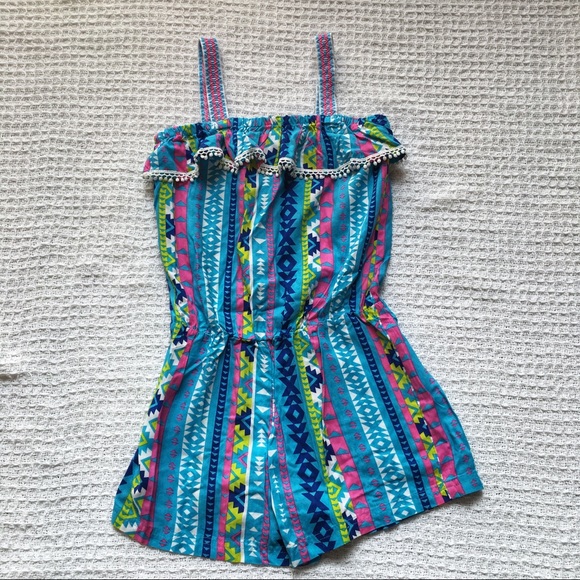 Derek Heart Aztec Blue Print Romper Girl's - Picture 2 of 8