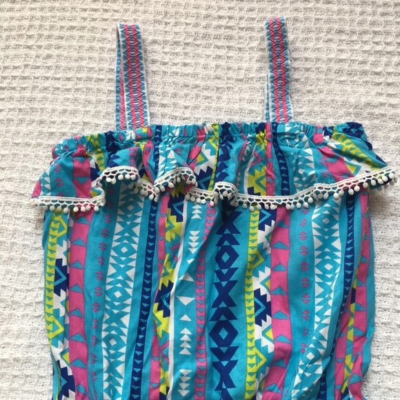 Derek Heart Aztec Blue Print Romper Girl's - Picture 3 of 8