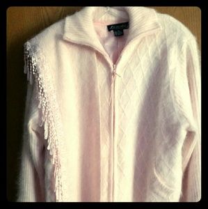 GORGEOUS soft pink angora sweater matching scarf