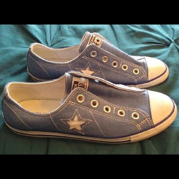 Converse all star blue slip on shoes