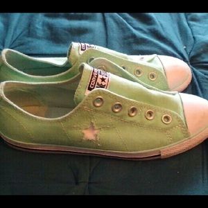Converse all star light green slip on shoes size 7