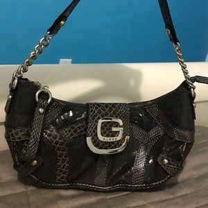 Dark Brown/Snake texture Guess Bag