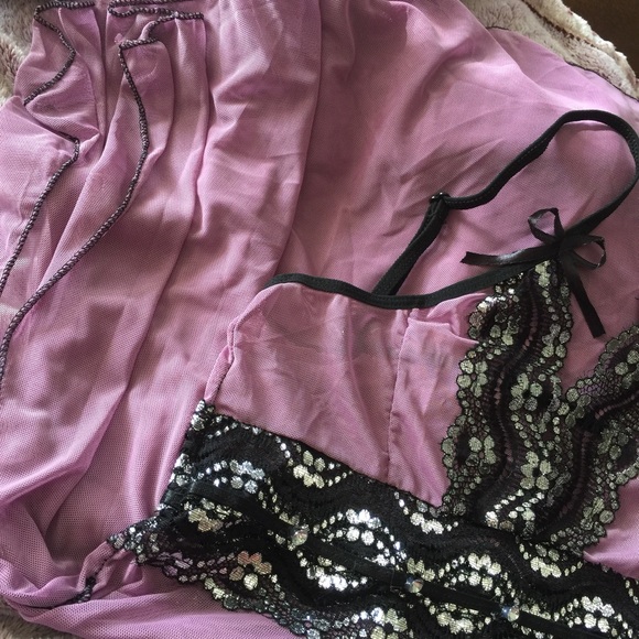 HP🎉 Sexy purple shimmery lace babydoll S/M - Picture 6 of 8