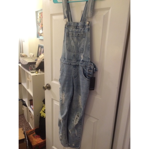 Distressed Jean overalls