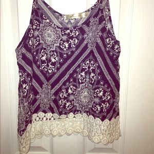 Paisley blue and white tank