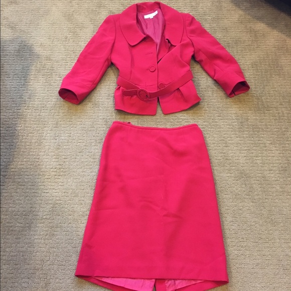 Tahari red skirt set
