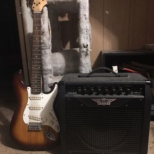 Electric guitar with amp