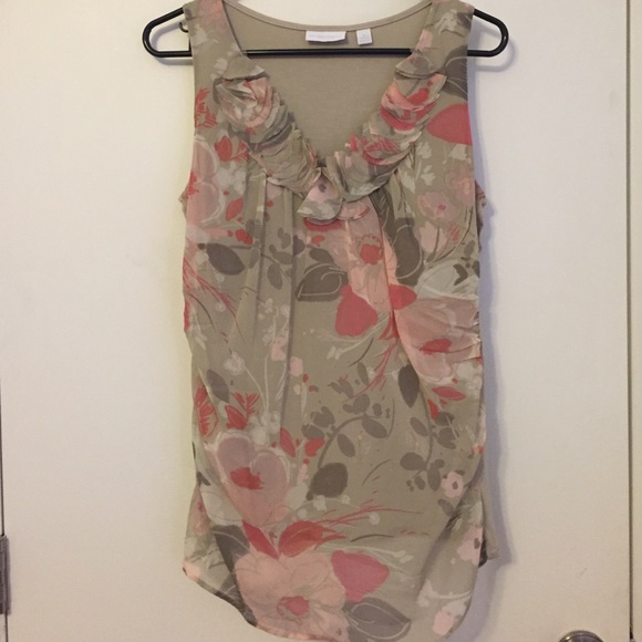 New York and company sheer pink and taupe tank top