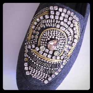 Gray Sequined Flats