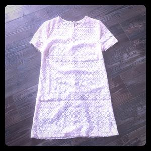 Adorable pastel pink lace baby doll dress!