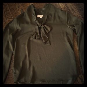 Loft- beautiful olive green Blouse with a bow