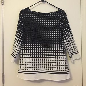 New York and Company mid sleeve polkadot blouse