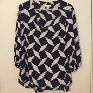 New York and company black and white blouse