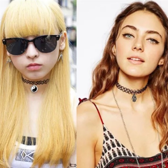 💗GIFT-YIN YANG CHARM TATTOO STRETCH CHOKER BOHEM - Picture 2 of 4