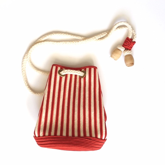 YSL Yves Saint Laurent striped nautical bucket bag