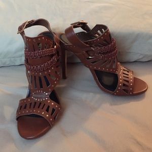 Brown Studded Cut out Heels Sz 9