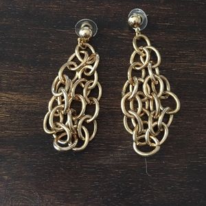 Gold chain statement earrings