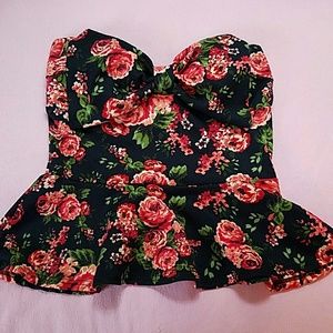Rose Bandeau Peplum Top