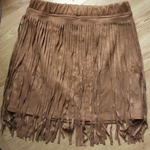 Full Tilt Faux Suede Fringe Skirt L NEW #Halloween