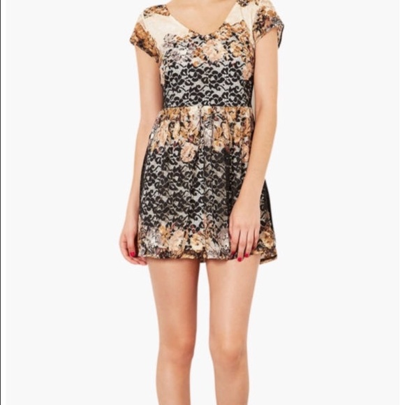 Topshop floral lace a-line dress