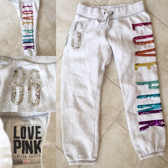 PINK Victoria's Secret Pants - LIMITED EDITION! 🎀 PINK 🎀 VS SEQUIN Capris XS