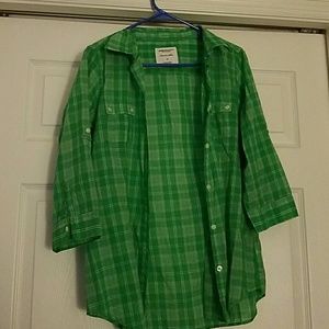 American Eagle green plaid shirt