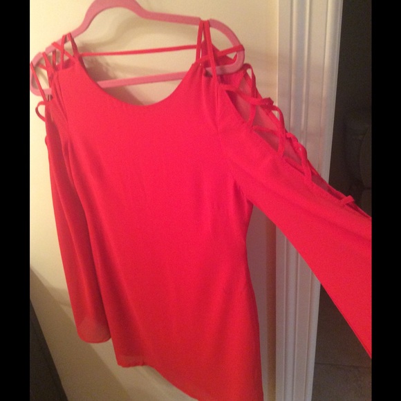 Boutique Red Bell Sleeve Dress, worn once!