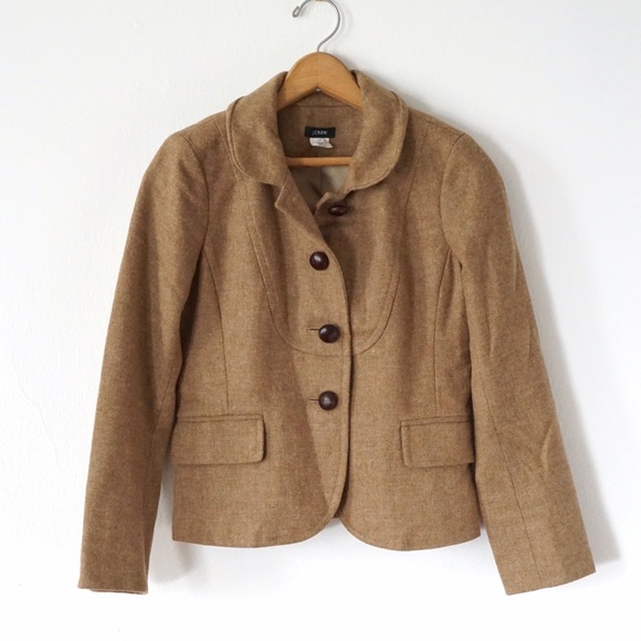 Brown Tweed Blazer with Leather Buttons