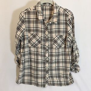 Fossil Plaid Flannel Peplum Shirt - Size M