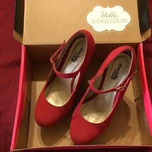 Red wedge heels by Charlotte Russe