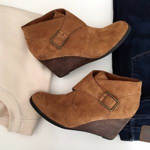 Lucky Brand Suede Buckle Booties
