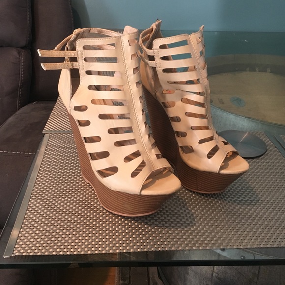 Beige wedges