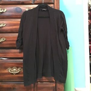 Black thigh length cardigan
