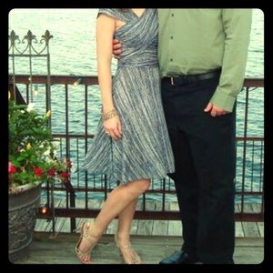 Blue and cream Anthropolgie dress