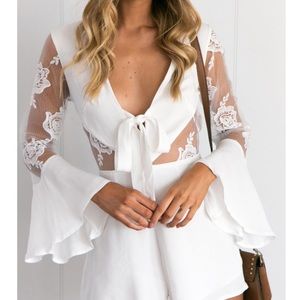 BRAND NEW white lace romper