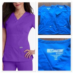 Grey's Anatomy Scrub Top XXS Royal Blue