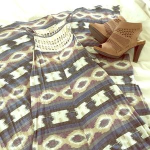 Lucky Brand Crochet Tribal Maxi Dress