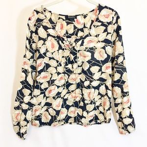 Lucky Brand Floral Lace Front Blouse Size M