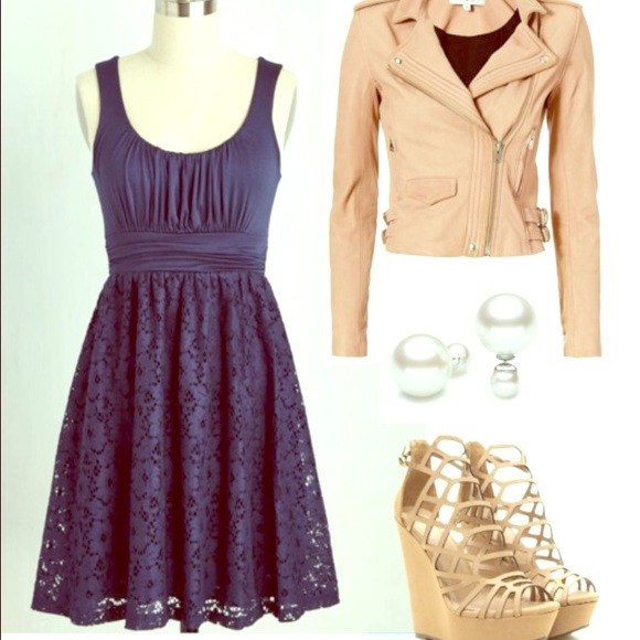 ModCloth Artisan Iced Tea Lace Dress in Blueberry