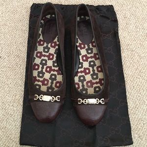💯authentic Gucci brown flats