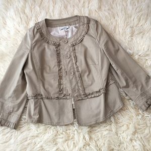 Adorable Ann Taylor Loft Khaki Ruffle Jacket Sz6P