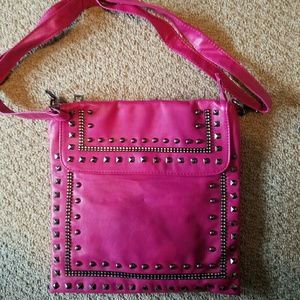 Pink studded crossbody bag