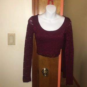 Forever 21 maroon lace crop top