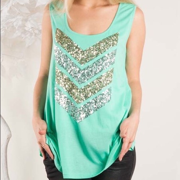Fashionomics Chevron Sequin Tank
