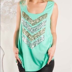 Fashionomics Chevron Sequin Tank