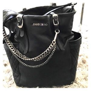 Jimmy choo black blare leather tote